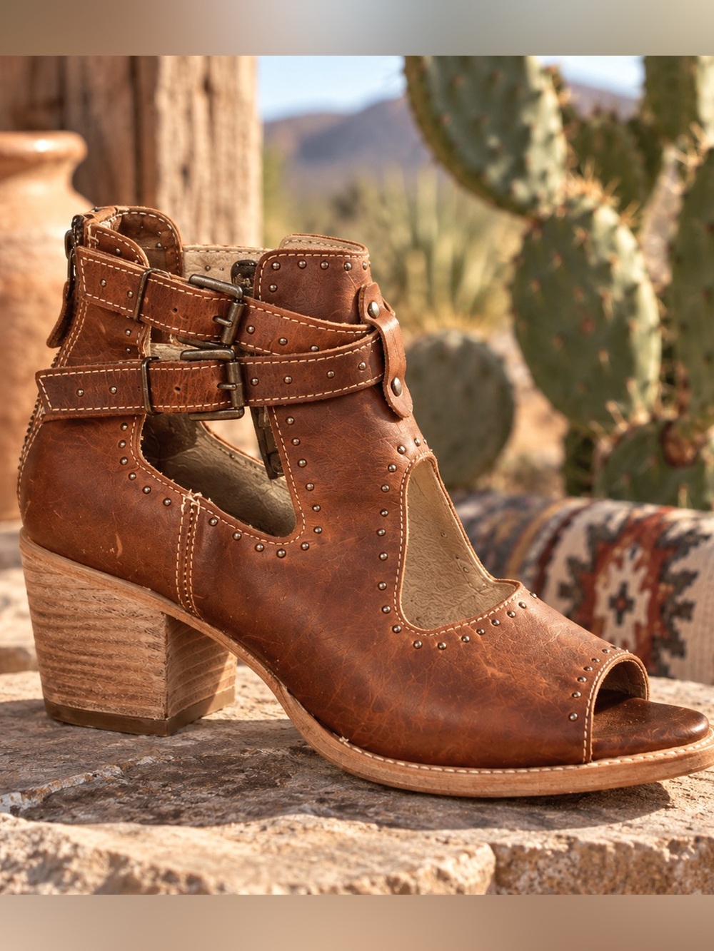 Freebird by Steven Cosmic Studded Leather Sandals Size 8 Brown | Made in Mexico - Picture 2 of 15